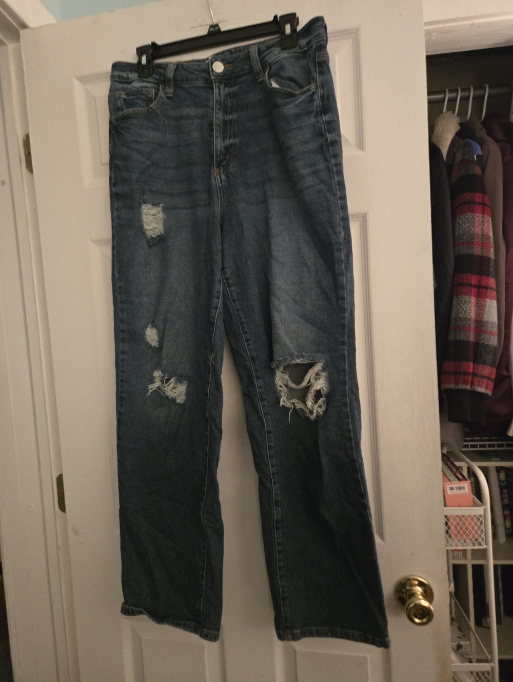 Dark Wash Highest Rise Baggy Dad Distressed SO Jeans